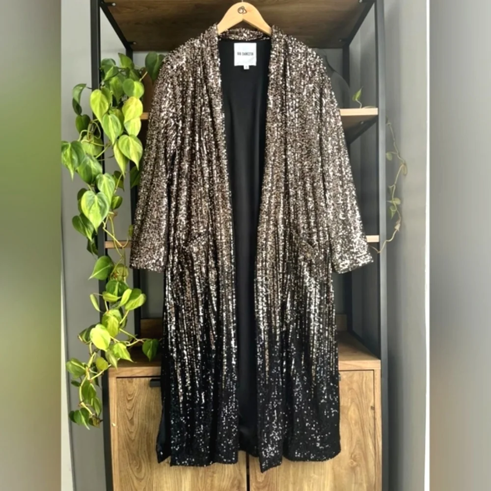 Dulcinea Sequined Duster Jacket in Rose Black Ombre - Picture 9 of 14